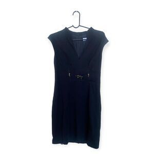 Trina Turk black dress with belt buckle detail